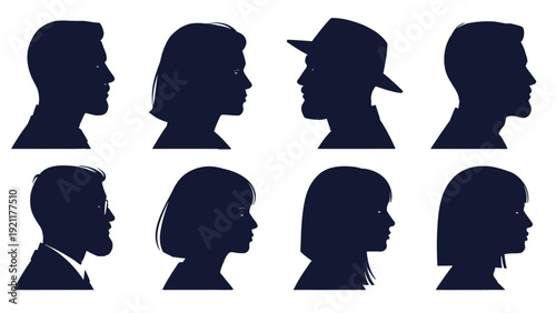 diverse profile silhouettes of male and female individuals symbolizing identity human connection and community perfect for abstract concepts.