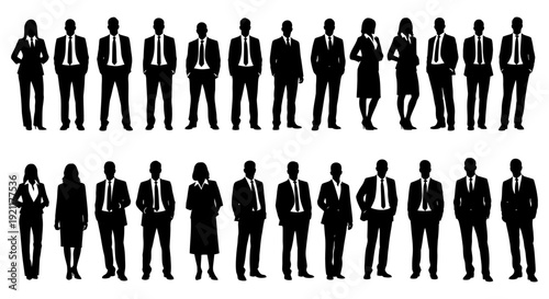 diverse professional business people silhouettes for corporate teams staff leadership human resources and branding.