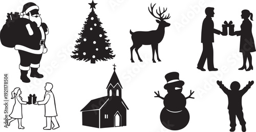 Black silhouettes collection set 25 isolated on white background vector illustration