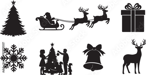 Black silhouettes collection set 24 isolated on white background vector illustration