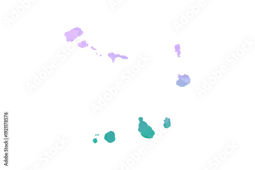 Cabo Verde Map Polygon Style Vector Illustration in Purple and Cyan Gradient, Low Poly Geometric Design, Isolated on White Background for Infographics and Projects.