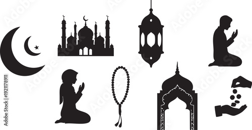 Black silhouettes collection set 1 isolated on white background vector illustration