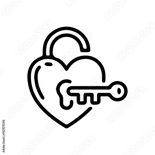 Heart Lock and Key Icon