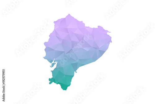 Ecuador Map Polygon Style Vector Illustration in Purple and Cyan Gradient, Low Poly Geometric Design, Isolated on White Background for Infographics and Projects.