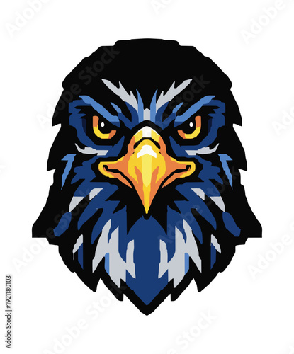 Eagle head illustration with intense gaze for design