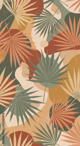 Colorful Palm Leaves Pattern Design Element.