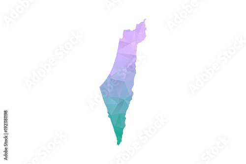 Palestine Map Polygon Style Vector Illustration in Purple and Cyan Gradient, Low Poly Geometric Design, Isolated on White Background for Infographics and Projects.