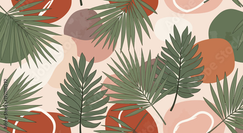 Tropical Leaves and Fruits Pattern Design.