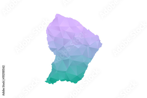 French Guiana Map Polygon Style Vector Illustration in Purple and Cyan Gradient, Low Poly Geometric Design, Isolated on White Background for Infographics and Projects.