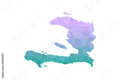 Haiti Map Polygon Style Vector Illustration in Purple and Cyan Gradient, Low Poly Geometric Design, Isolated on White Background for Infographics and Projects.