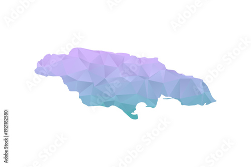 Jamaica Map Polygon Style Vector Illustration in Purple and Cyan Gradient, Low Poly Geometric Design, Isolated on White Background for Infographics and Projects.