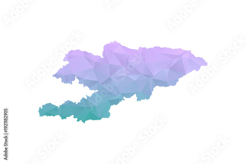 Kyrgyzstan Map Polygon Style Vector Illustration in Purple and Cyan Gradient, Low Poly Geometric Design, Isolated on White Background for Infographics and Projects.