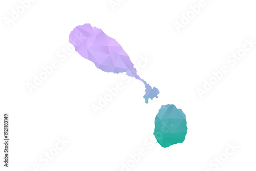 Saint Kitts and Nevis Map Polygon Style Vector Illustration in Purple and Cyan Gradient, Low Poly Geometric Design, Isolated on White Background for Infographics and Projects.