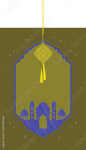 abstract brown background with mosque vector
