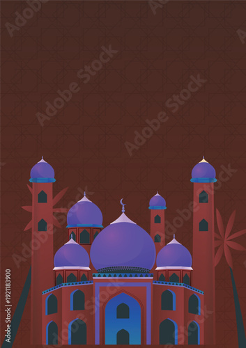 
Abstract Islamic brown background with purple mosque ornaments
