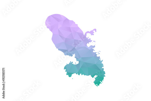 Martinique Map Polygon Style Vector Illustration in Purple and Cyan Gradient, Low Poly Geometric Design, Isolated on White Background for Infographics and Projects.