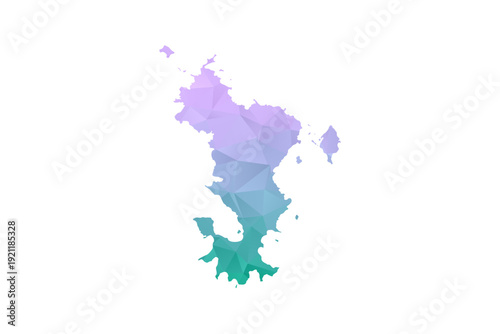 Mayotte Map Polygon Style Vector Illustration in Purple and Cyan Gradient, Low Poly Geometric Design, Isolated on White Background for Infographics and Projects.