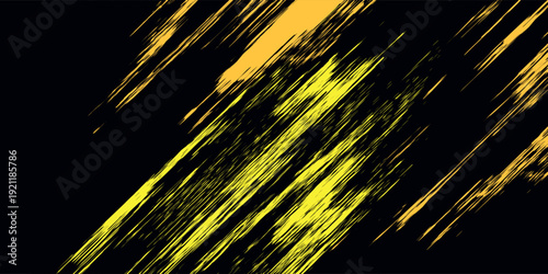 Black and yellow abstract background with brush stroke and halftone style. abstract grunge vector background