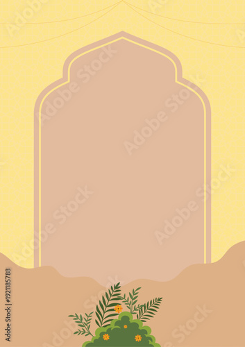 abstract yellow background with frame ornament