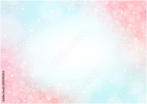 桜と春の青空のイメージの背景イラスト
