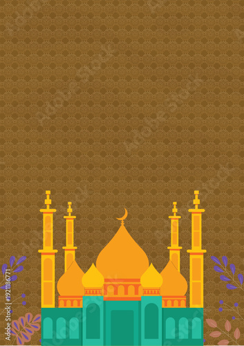 abstract Islamic brown background with mosque ornaments