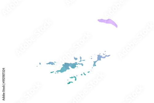 British Virgin Islands Map Polygon Style Vector Illustration in Purple and Cyan Gradient, Low Poly Geometric Design, Isolated on White Background for Infographics and Projects.