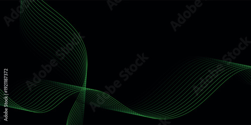 Black background and green line wave. vector illustration eps10