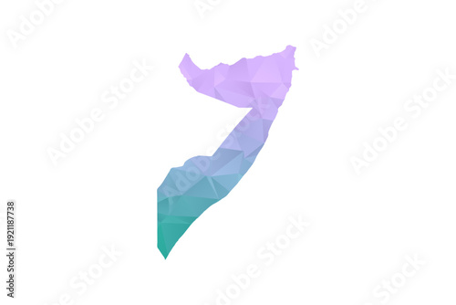 Somalia Map Polygon Style Vector Illustration in Purple and Cyan Gradient, Low Poly Geometric Design, Isolated on White Background for Infographics and Projects.