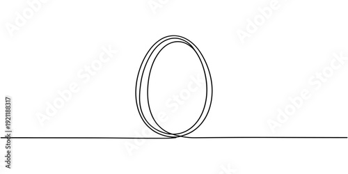 Single line egg design, continuous one line art Easter symbol, line art eggs drawing shape vector illustration