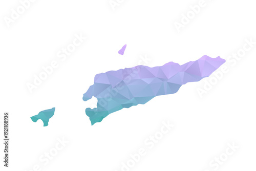 Timor Leste Map Polygon Style Vector Illustration in Purple and Cyan Gradient, Low Poly Geometric Design, Isolated on White Background for Infographics and Projects.
