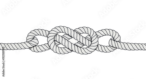 Strong Nautical Knot on White Background