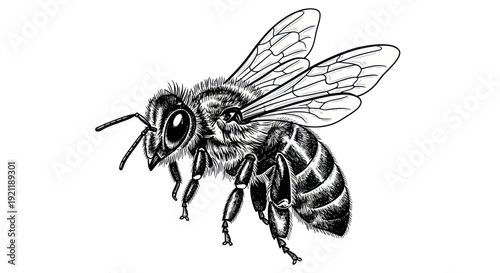 Detailed Illustration of a Honey Bee