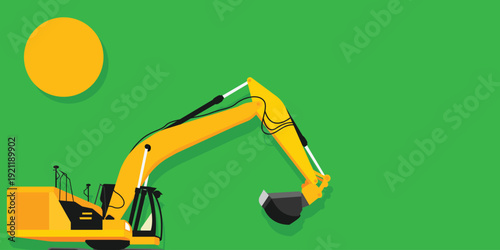 Background of excavator machine design. Industry and mining