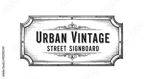 Urban Vintage Street Signboard Hand Drawn Illustration