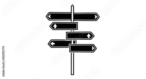Blank Signpost with Multiple Direction Arrows