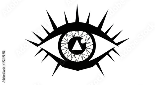 Mysterious Eye Symbol with Geometric Pattern and Spikes