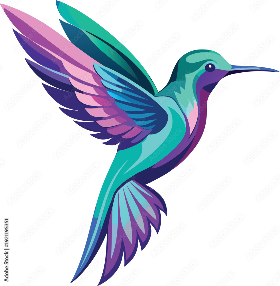 Obraz premium Colorful Hummingbird in Flight with Vibrant Feathers and Wings Spread