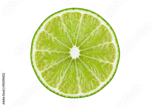 A green lime slice on a white background isolated on transparent background