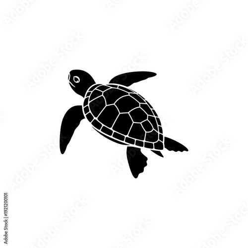 flat black silhouette icon of turtle with flippers extended