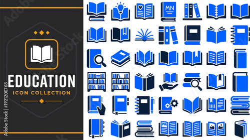 Education and Book Duotone Glyph Vector Icons Set — Library, Study, Research and Academic Icons for Web and App UI