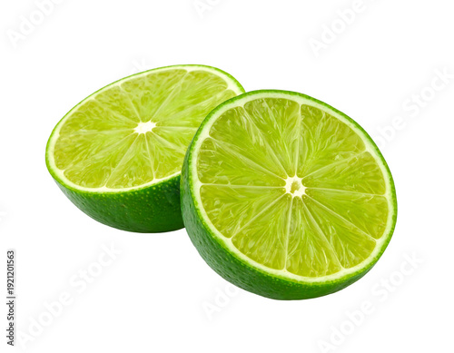 Two halves of a fresh juicy lime perfect for culinary uses and drinks.