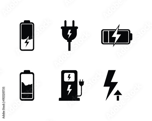 Electricity and battery charging icons