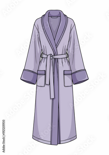 Long lavender purple bathrobe spa garment drawing illustration