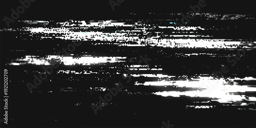 Abstract glitch effect background with horizontal lines and digital noise, modern distorted technology art.