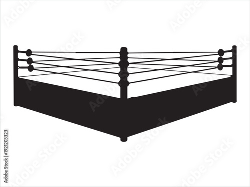 Black and white boxing ring ropes with corner posts illustration