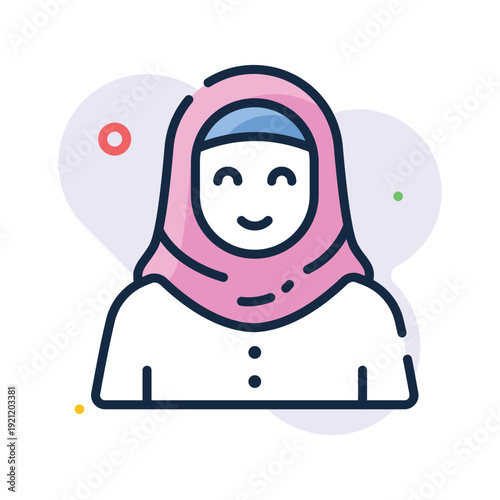A customizable outline icon showing muslim woman character