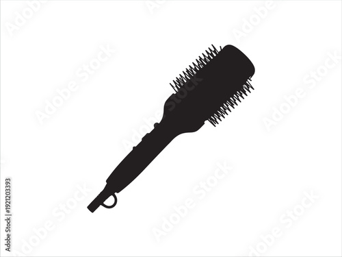 Black hair brush with bristles isolated on clear background