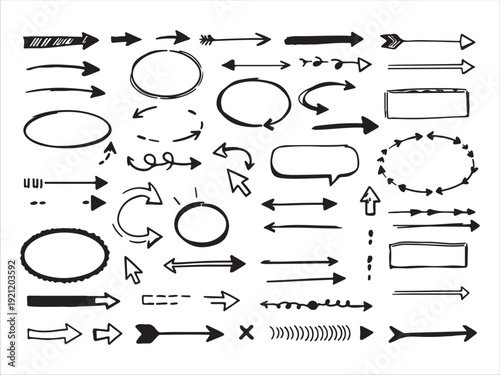 Collection of various arrow and flow chart symbols for presentations and diagrams