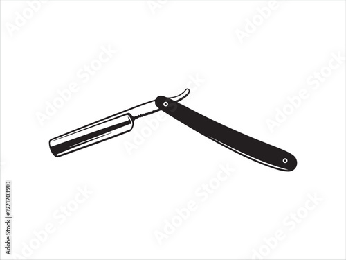 Vintage Style Straight Razor With Handle And Sharp Blade Design