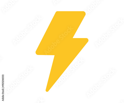 Foto Yellow Lightning Bolt Icon Vector Illustration, Electric Energy Power Symbol for
